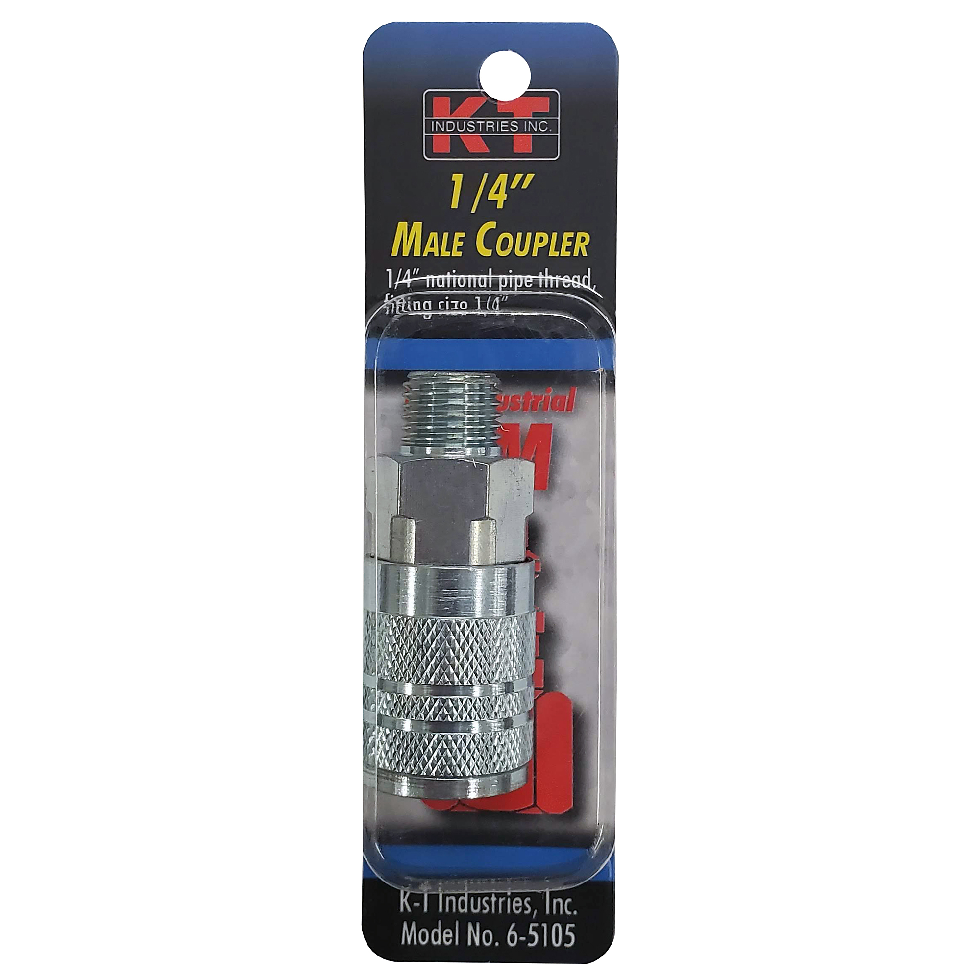 K-T Industries Industrial Coupler — 1/4in. Male NPT, Zinc Plated Brass, Model# 6-5105